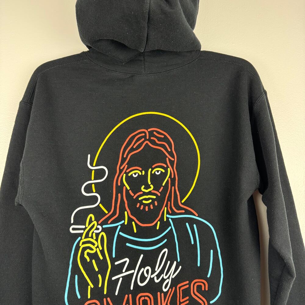 Holy Smokes Jesus Smoking Neon Hoodie - Picture 3 of 5
